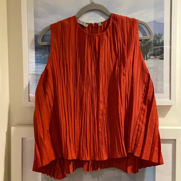 Vince burnt orange/red silk pleated blouse, size S, perfect condition worn once - Picture 1 of 3